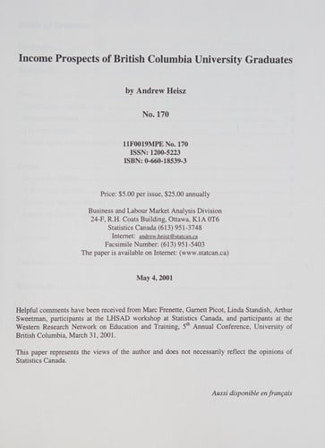 Income prospects of British Columbia University graduates