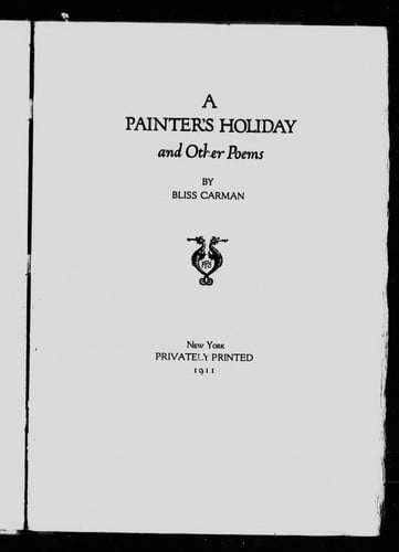 A painter's holiday, and other poems