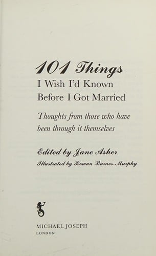 101 things I wish I'd known before I got married