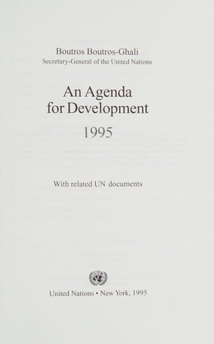 An agenda for development, 1995