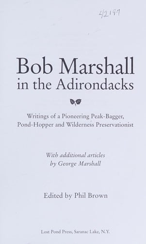 Bob Marshall in the Adirondacks
