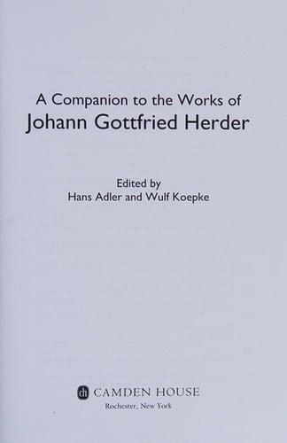 A companion to the works of J.G. Herder