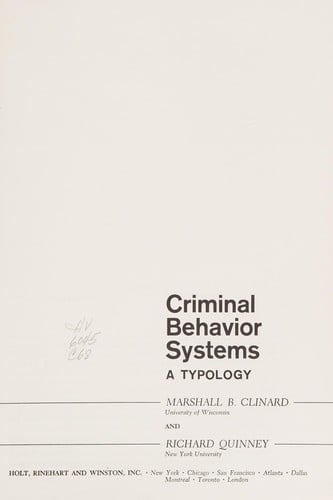 Criminal behavior systems