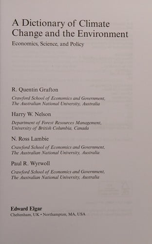 A dictionary of climate change and the environment