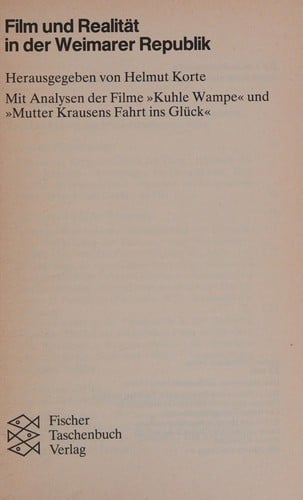 Film und Realität in der Weimarer Republik