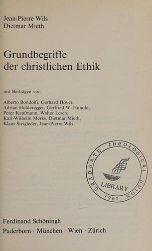Grundbegriffe der christlichen Ethik