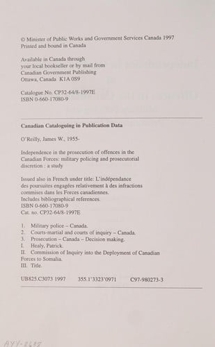 Independence in the prosecution of offences in the Canadian forces