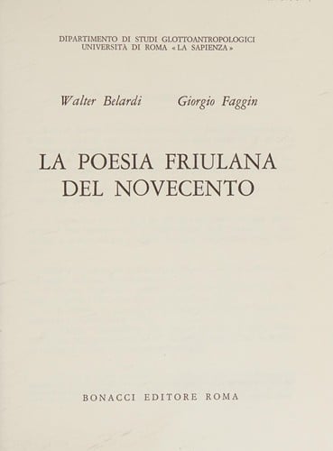 La Poesia friulana del Novecento