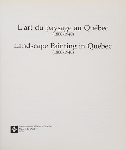 L'Art du paysage au Québec