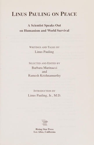 Linus Pauling on peace