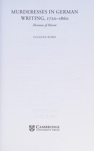 Murderesses in German writing, 1720-1860