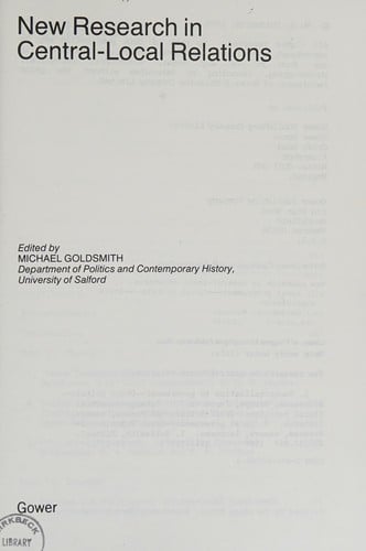 New research in central-local relations