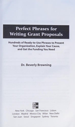 Perfect phrases for writing grant proposals
