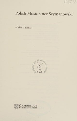 POLISH MUSIC FROM SZYMANOWSKI TO LUTOSLAWSKI