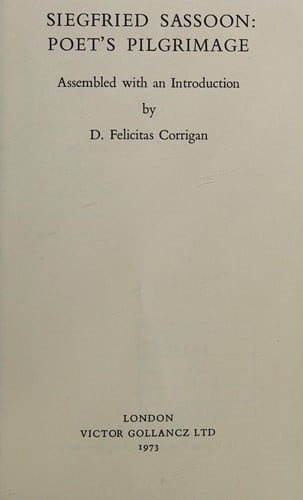 Siegfried Sassoon: poet's pilgrimage