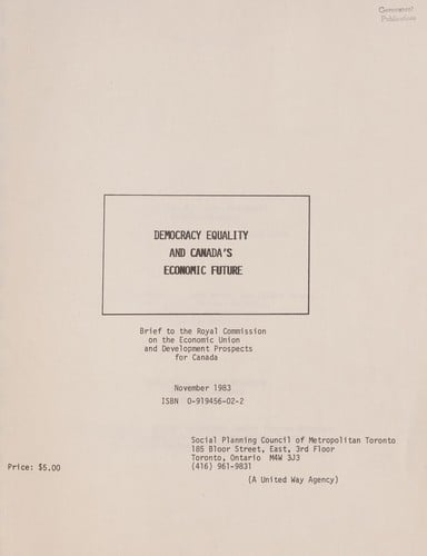 Democracy, equality and Canada's economic future