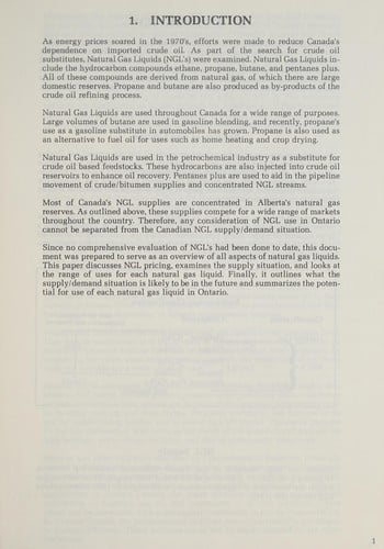 Natural gas liquids, an overview for Ontario