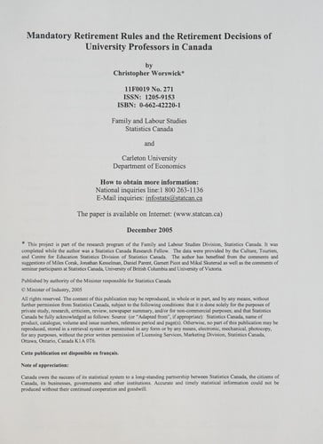 Mandatory retirement rules and the retirement decisions of university professors in Canada