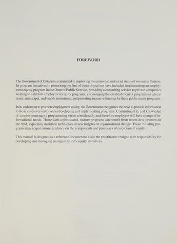 Achieving employment equity