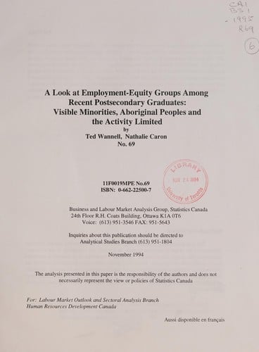 A look at employment-equity groups among recent postsecondary graduates