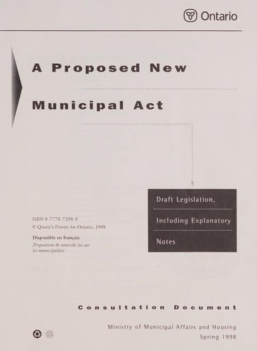 A Proposed new Municipal Act