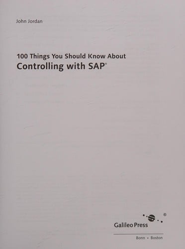 100 things you should know about SAP ERP financials controlling