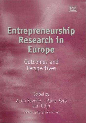 ENTREPRENEURSHIP RESEARCH IN EUROPE: OUTCOMES AND PERSPECTIVES; ED. BY ALAIN FAYOLLE