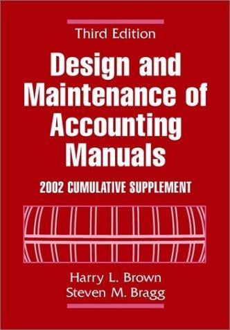 Design and Maintenance of Accounting Manuals 2002 Cumulative Supplement