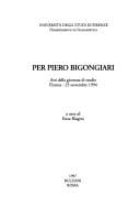 Per Piero Bigongiari