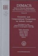 Geometric and Computational Perspectives on Infinite Groups: Proceedings of a Joint Dimacs/Geometry Center Workshop, January 3-14 and March 17-20, ... MATHEMATICS AND THEORETICAL COMPUTER SCIENCE)