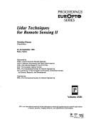 Lidar techniques for remote sensing II