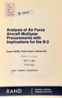 Analysis of Air Force aircraft multiyear procurements with implications for the B-2