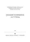Engelbert Humperdinck zum 70. Todestag