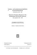 Geistes- und sozialwissenschaftliche Fortschrittsberichte