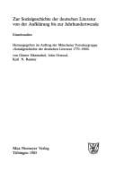 Zur Sozialgeschichte der deutschen Literatur von der Aufklärung bis zur Jahrhundertwende: Einzelstudien (Studien und Texte zur Sozialgeschichte der Literatur, Band 13)