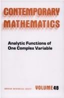 Analytic functions of one complex variable