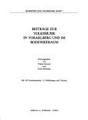 Beiträge zur Volksmusik in Vorarlberg und im Bodenseeraum