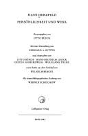 Hans Herzfeld, Persönlichkeit und Werk