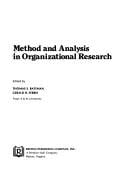 Method and analysis in organizational research