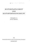 Kulturstaatlichkeit und Kulturverfassungsrecht