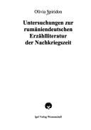 Untersuchungen zur rum aniendeutschen Erz ahlliteratur der Nachkriegszeit