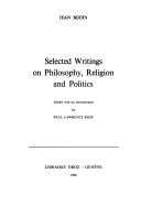 Selected writings on philosophy, religion, and politics
