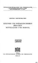Legende und Sozialgeschehen zwischen Mittelalter und Barock