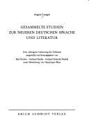 Gesammelte Studien zur neueren deutschen Sprache und Literatur