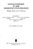 Gestalttheorie in der Modernen Psychologie: Wolfgang Metzger zum 75. Geburtstag (German Edition)