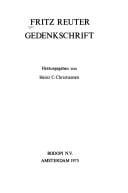 Fritz Reuter Gedenkschrift