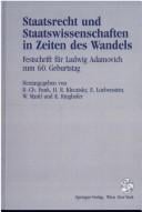 Staatsrecht und Staatswissenschaften in Zeiten des Wandels