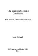 BRAURON CLOTHING CATALOGUES: TEXT, ANALYSIS, GLOSSARY AND TRANSLATION