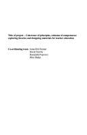 Coherence of Principles Cohension of Competences
