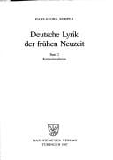 Deutsche Lyrik der frühen Neuzeit
